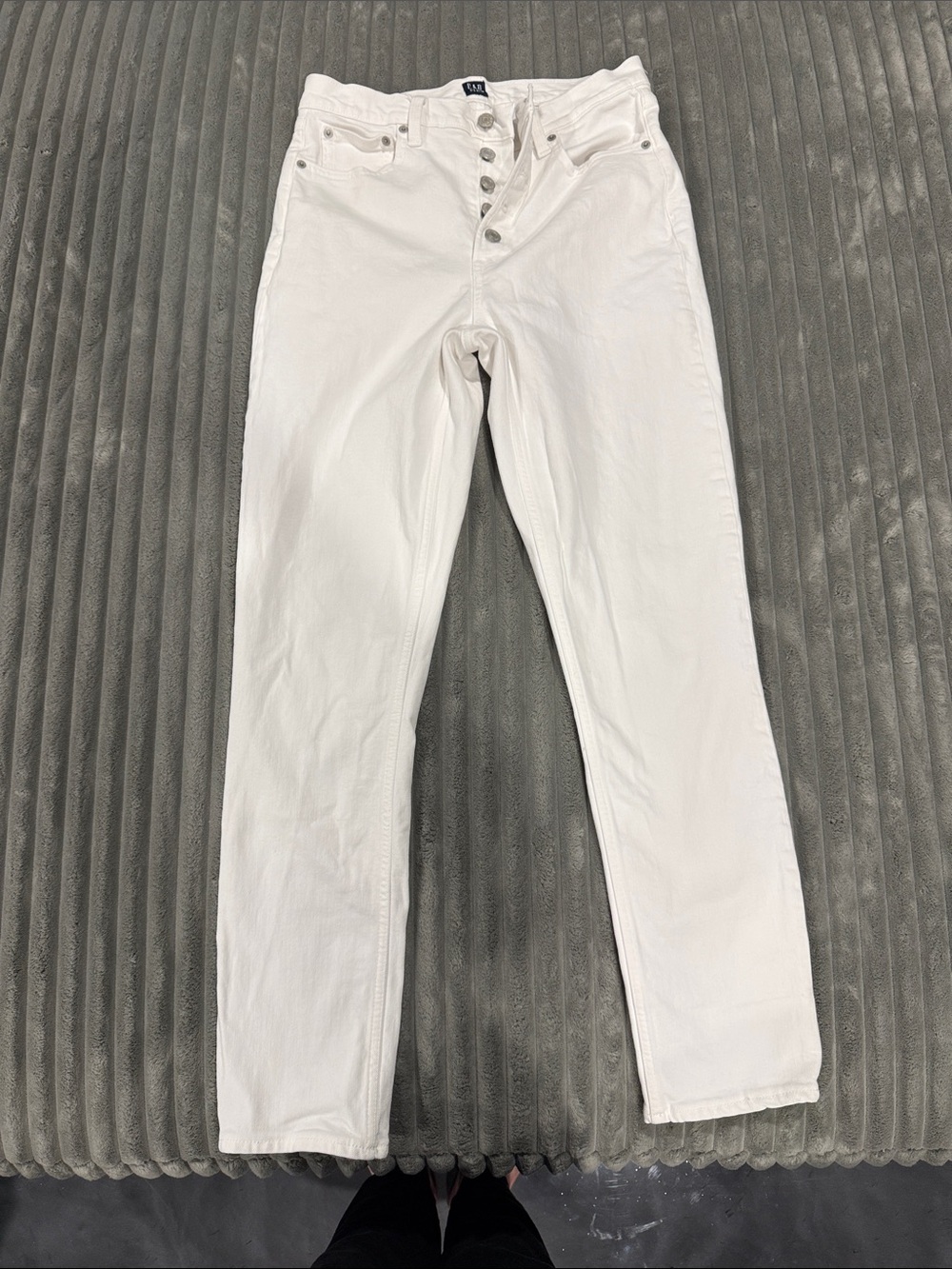 GAP White Cigarette Slim Straight Button-Fly Jeans